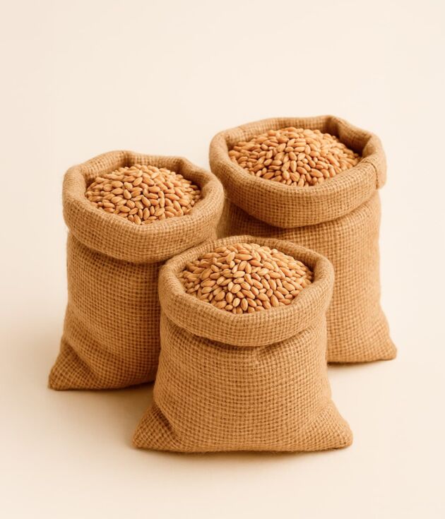 Sack of whole grain wheat