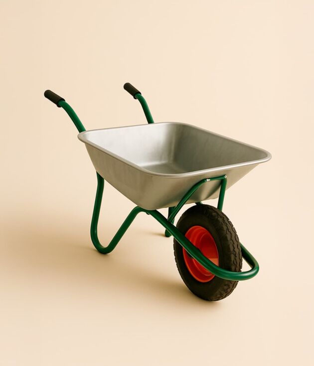 Mini wheelbarrow with metal tray
